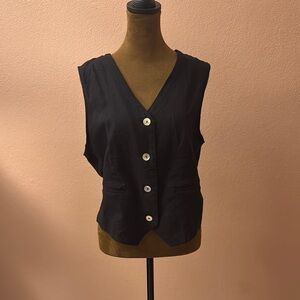 Marc New York Black Sleeveless Fitted Blouse
